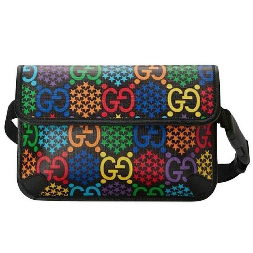 GUCCI GG Monogram Psychedelic Belt Bag Black